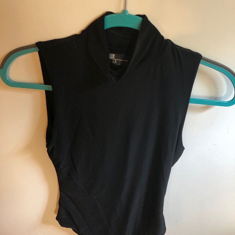Black Sleeveless High Neck Bodysuit